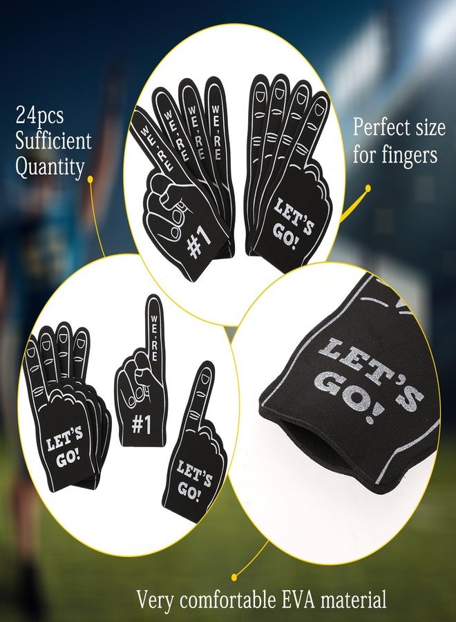 BOHUIZ 24 Pcs Mini Foam Fingers #1 for Fans Cheerleader, We're #1 and LET'S GO Sport Fan Foam Finger, Sports Themed Party Supplies for Baseball Basketball Football Sports Events(Black) - Image 3